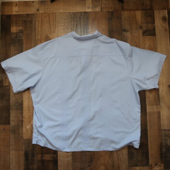 TropiCool Mens 4XL Light Blue Embroidred Button Up Hawaiian Camp Shirt - Picture 6 of 6